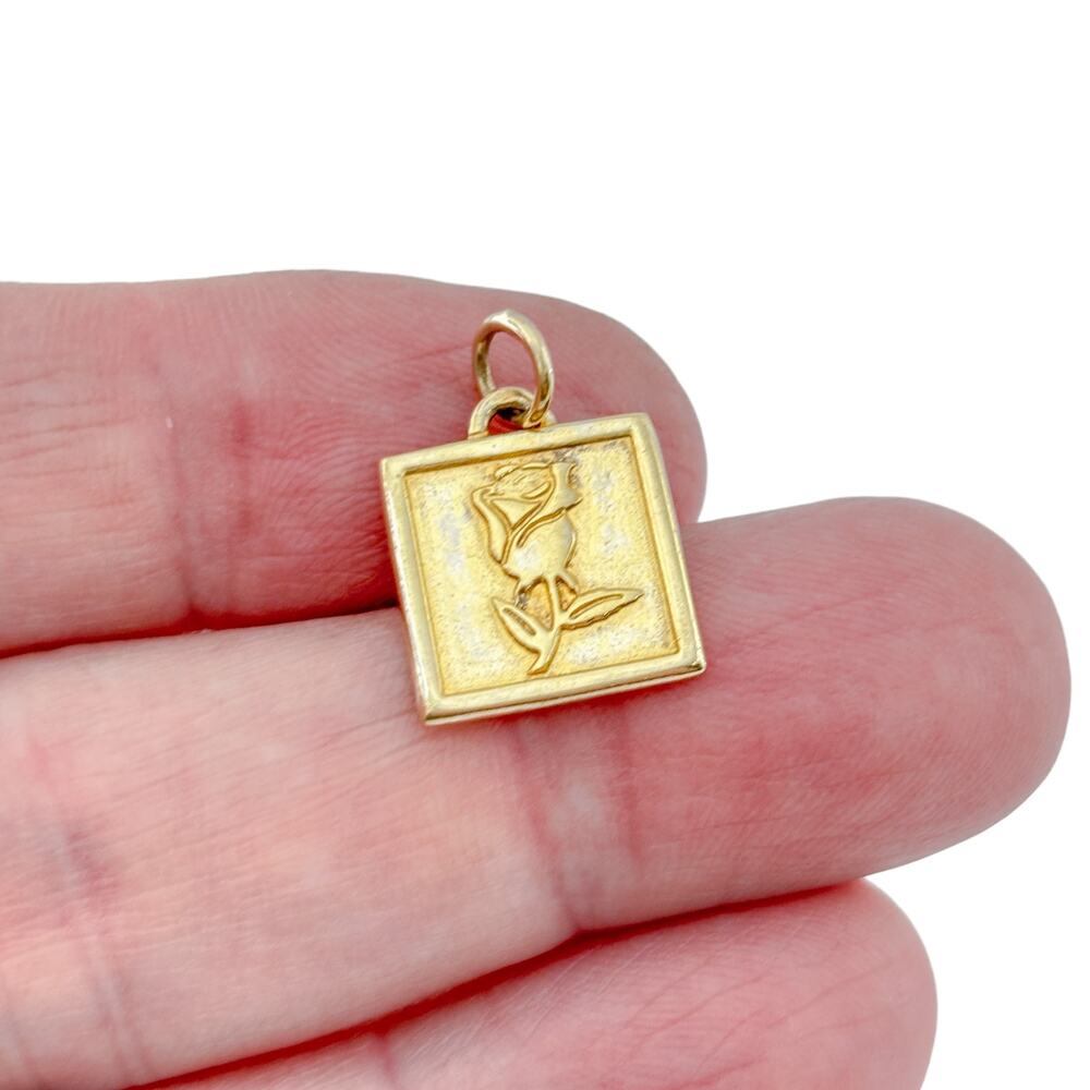 Vintage Gold-Tone Sterling Silver 925 Rose Charm
